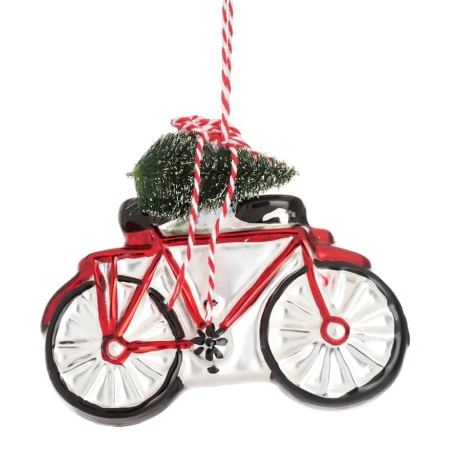 Sass & Belle  Bicycle with Christmas Tree Glass Decoration
