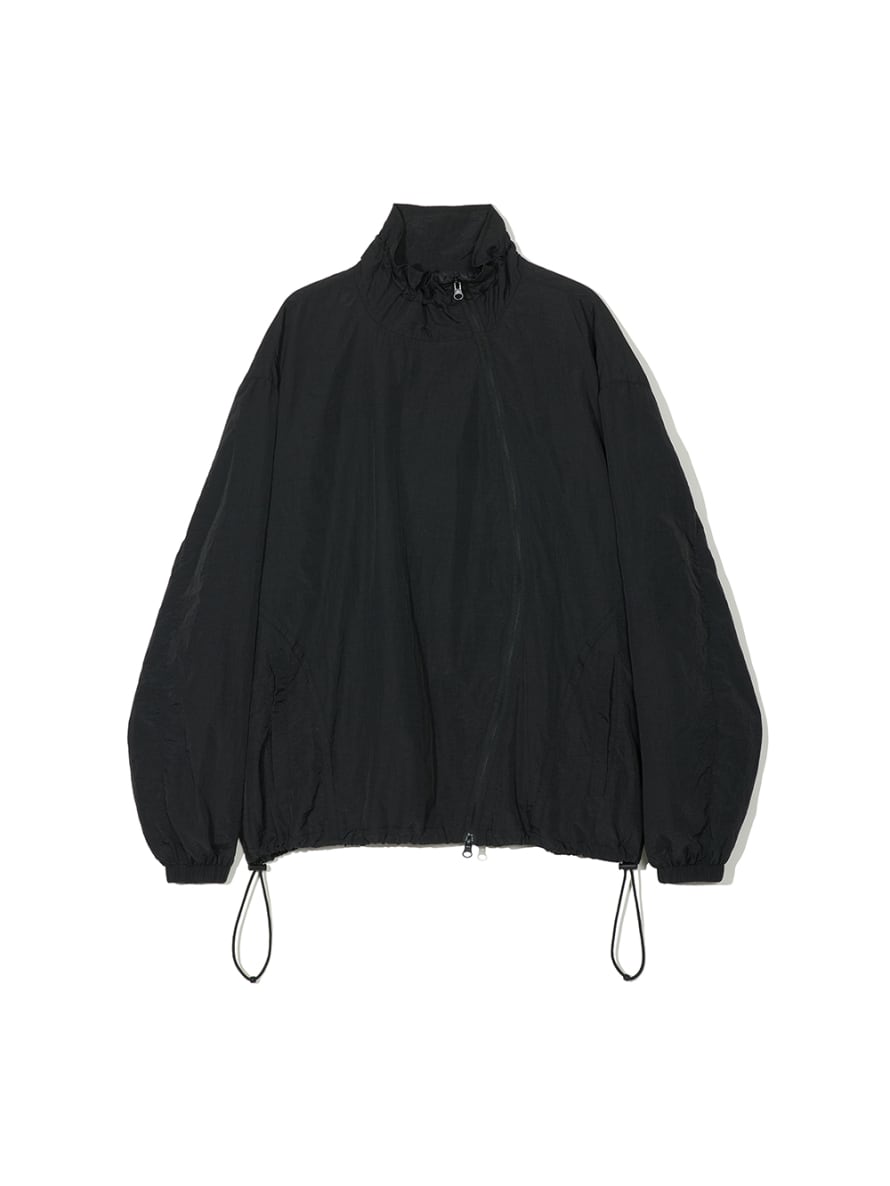 Partimento Curved Zipper Windbreaker Zip-up Jacket BLACK