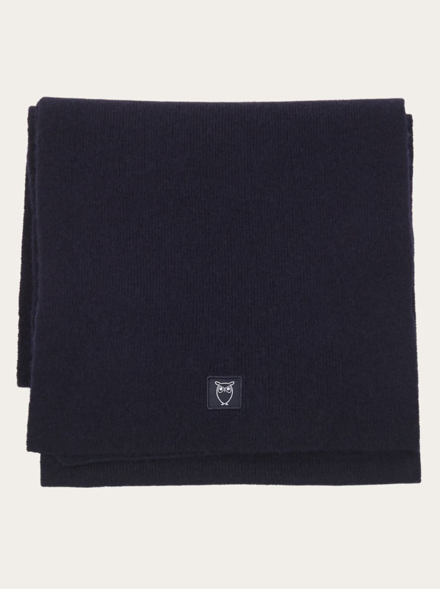 Knowledge Cotton Apparel  4210007 Rib Knit Wool Scarf Total Eclipse