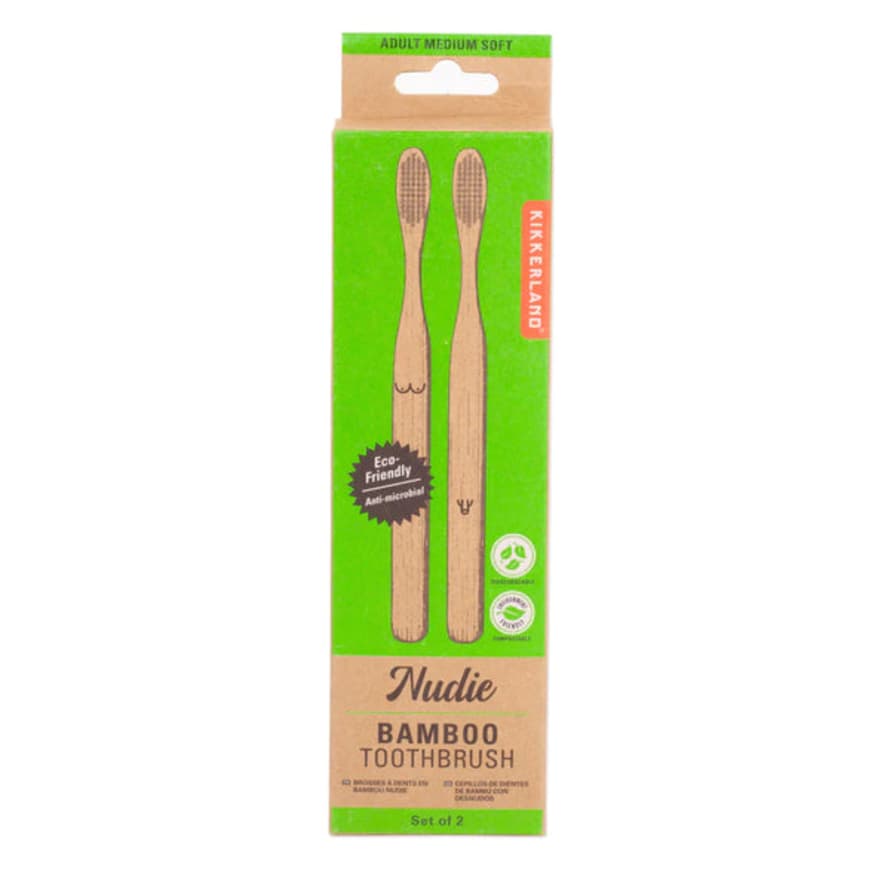 Kikkerland Design Nudie Bamboo Toothbrush Set - His & Hers