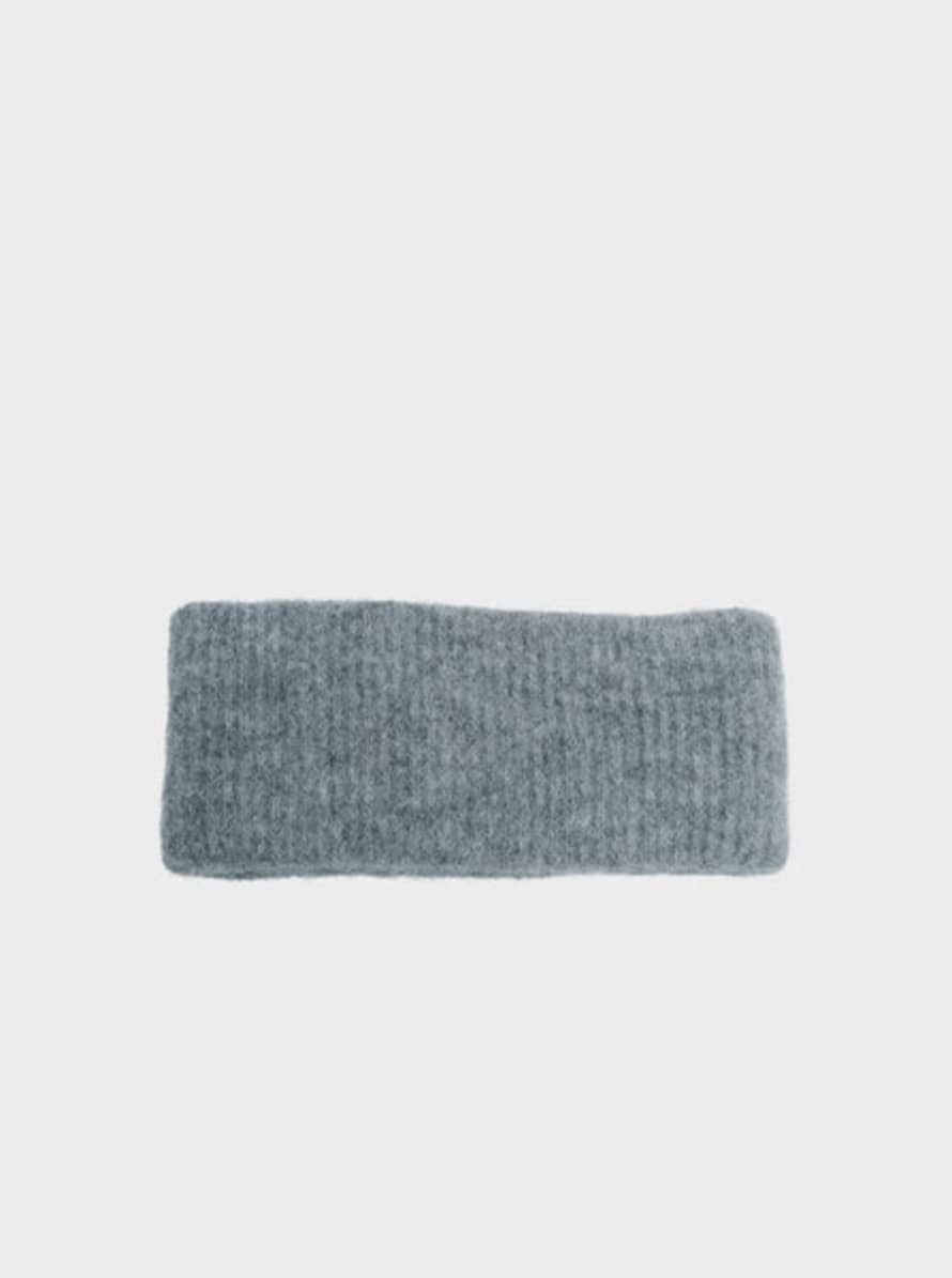 Black Colour Ginger Rib Knitted Headband - Grey