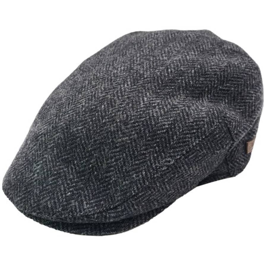 RD1 Clothing Herringbone Tweed Hooligan Style Cap In Grey