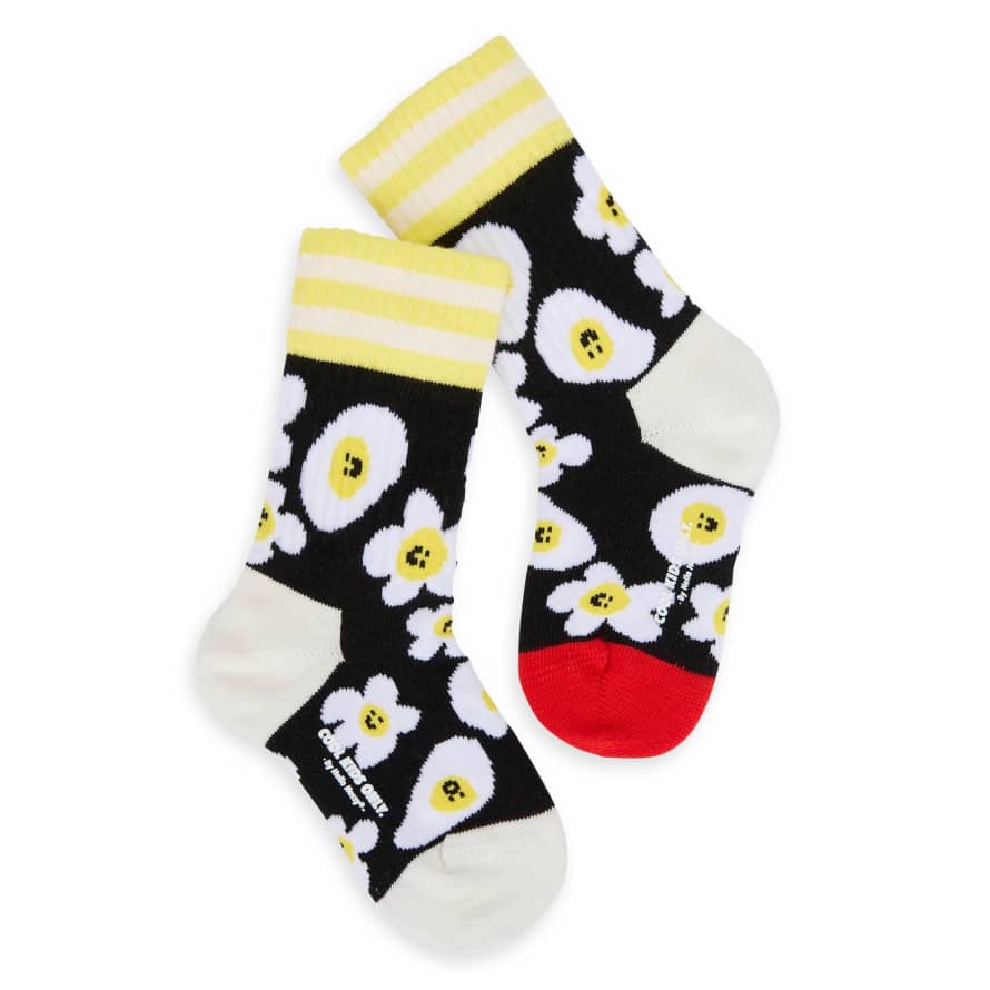 Hello Hossy Black and Yellow Egg Knitted Socks for Childrens
