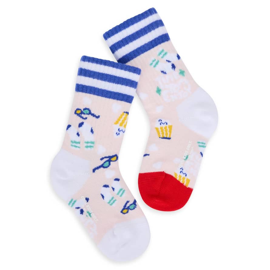 Hello Hossy Pale Pink and Blue Enjoy Knitted Socks for Childrens