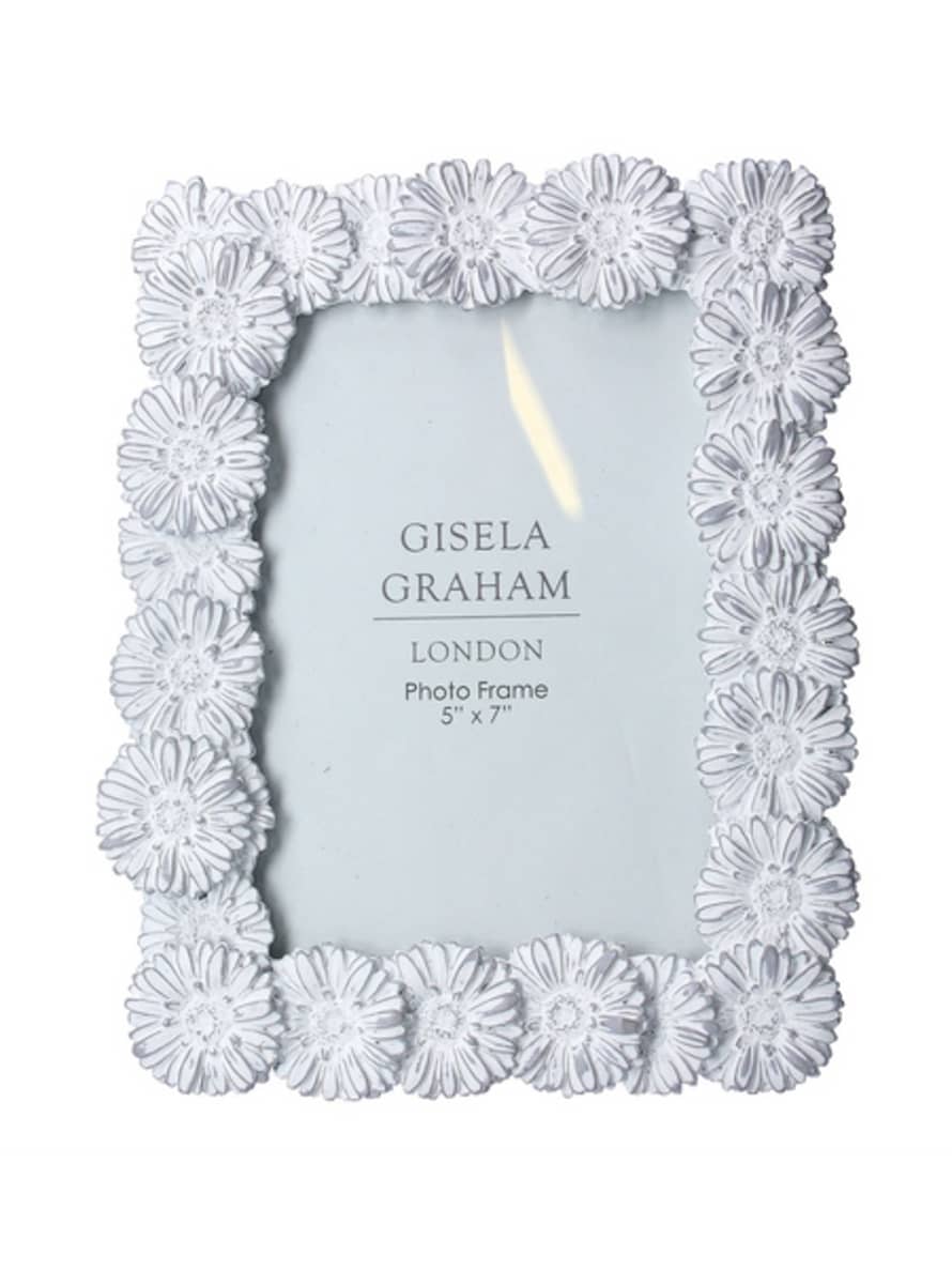 Gisela Graham Grey Wash Daisy Resin Picture Frame 5x7”