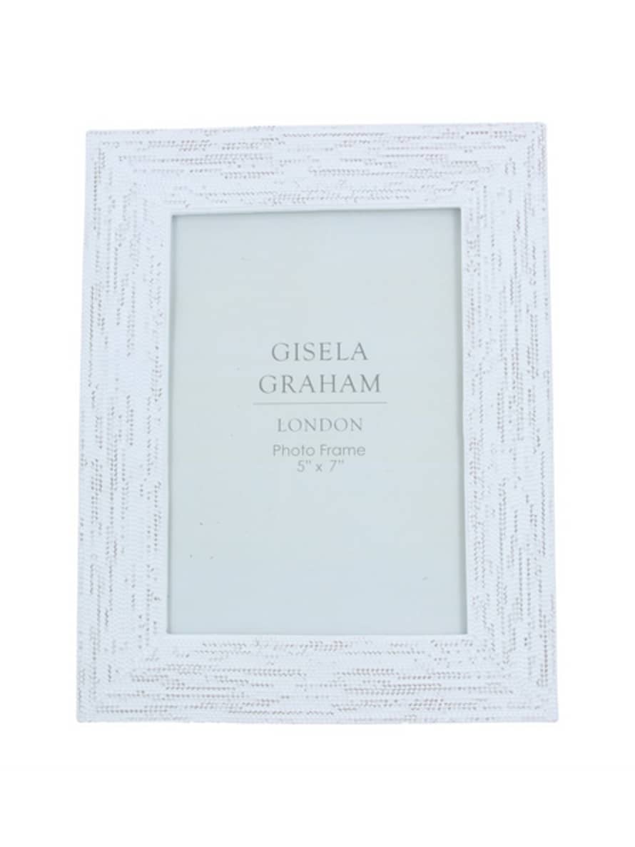 Gisela Graham White Washed Beaded Frame 5x7”