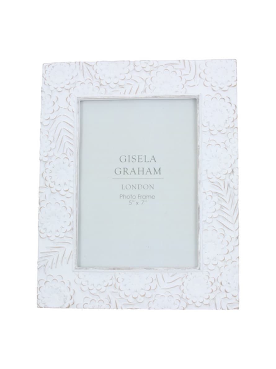 Gisela Graham White/natural Floral Frame 5x7”