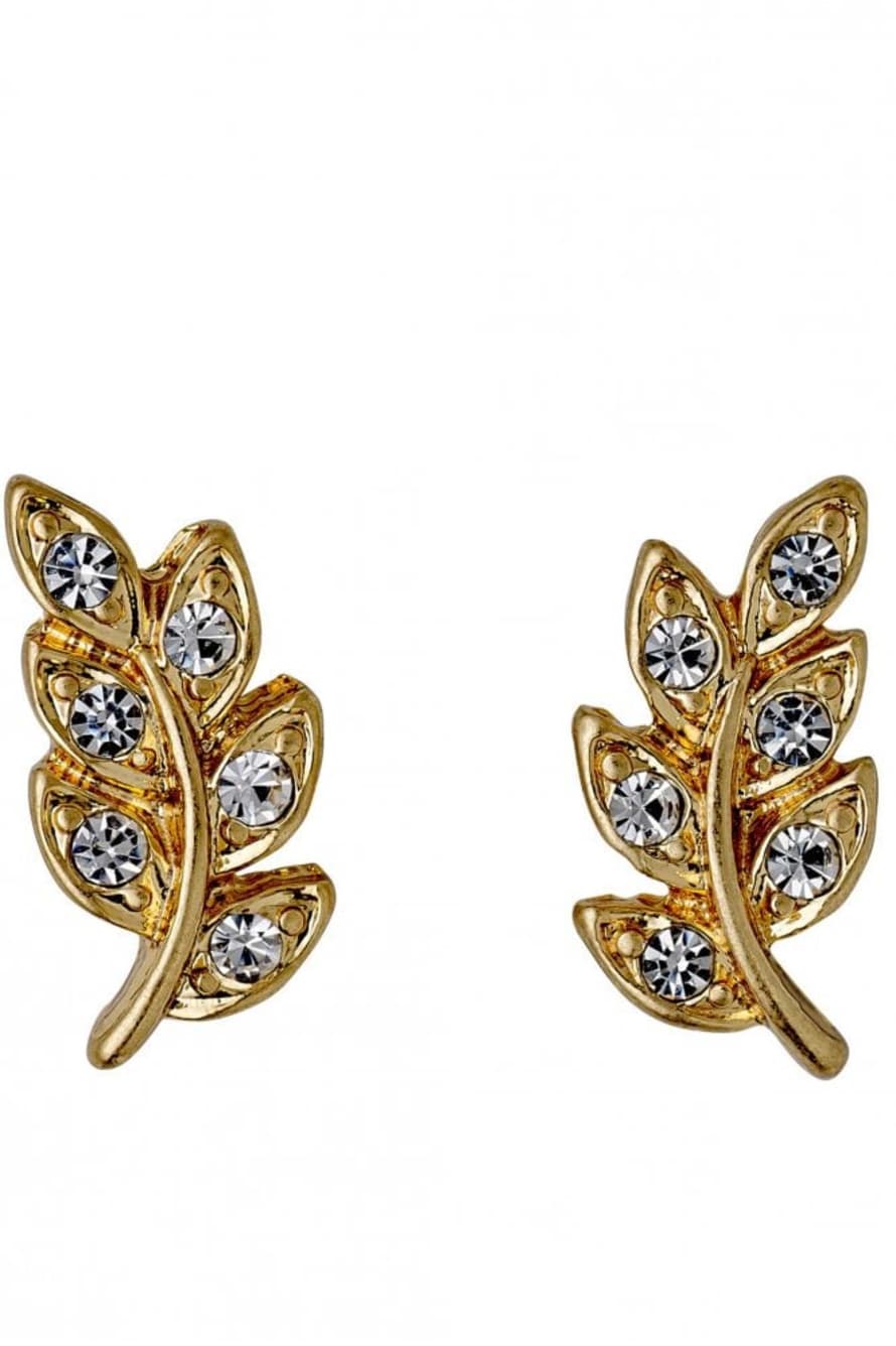 Pilgrim Imogen Crystal Leaf Earring In Gold