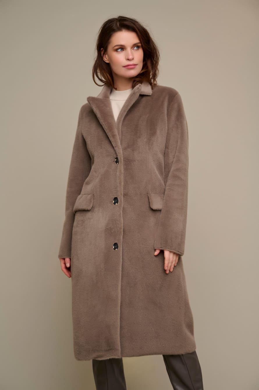 Rino and Pelle Saami Long Coat - Taupe