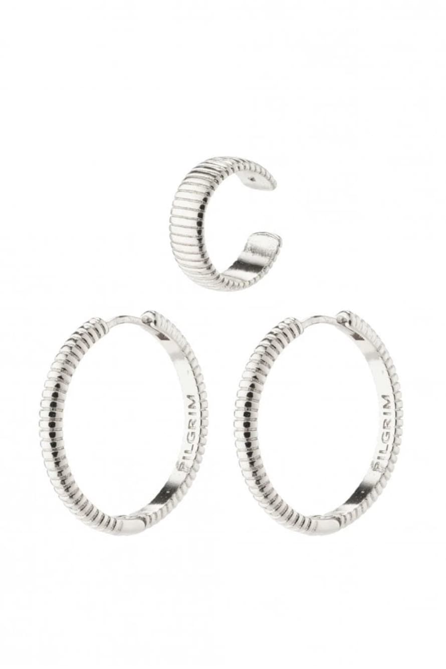 Pilgrim Xena Hoops And Cuff In Silver