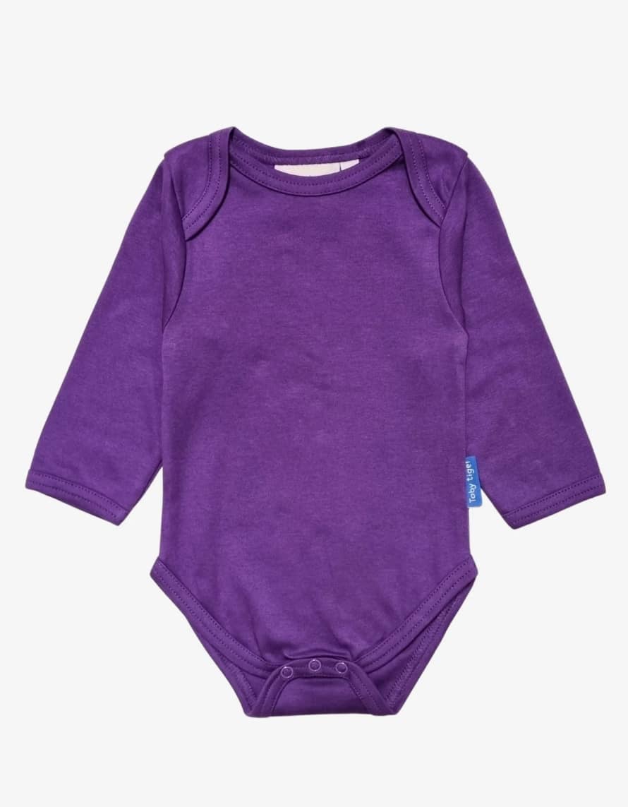 Toby Tiger Organic Purple Basic Long Sleeved Baby Body