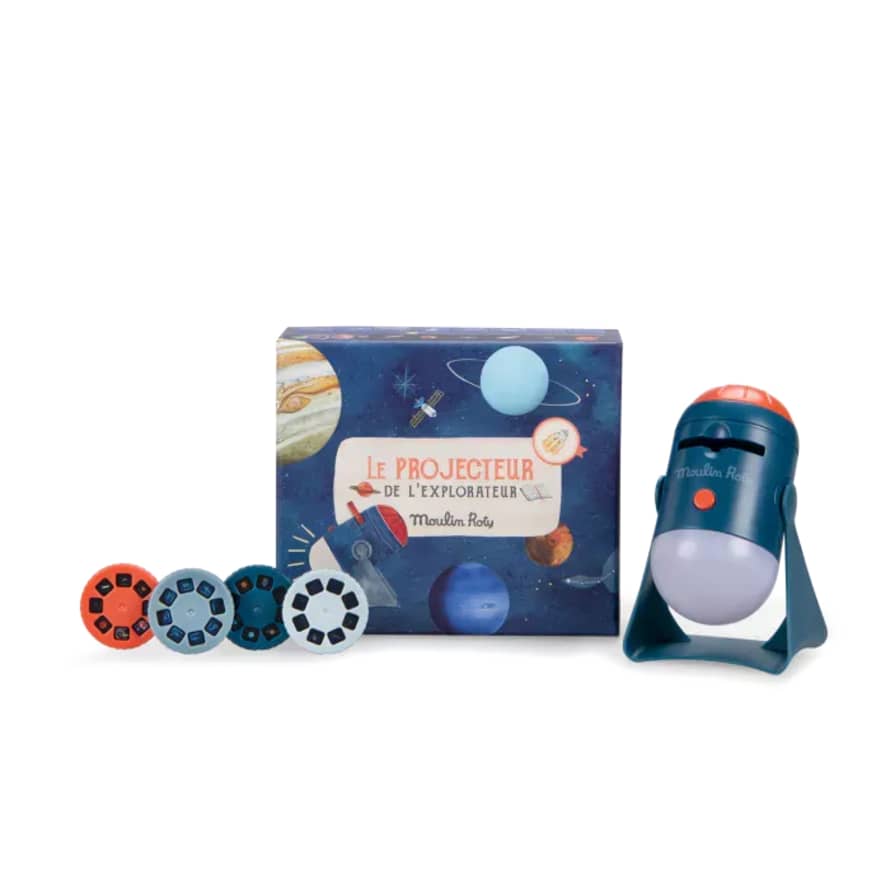 Moulin Roty Constellations Explorer Star 2 in 1 Projector with 4 Discs of 8 Slides