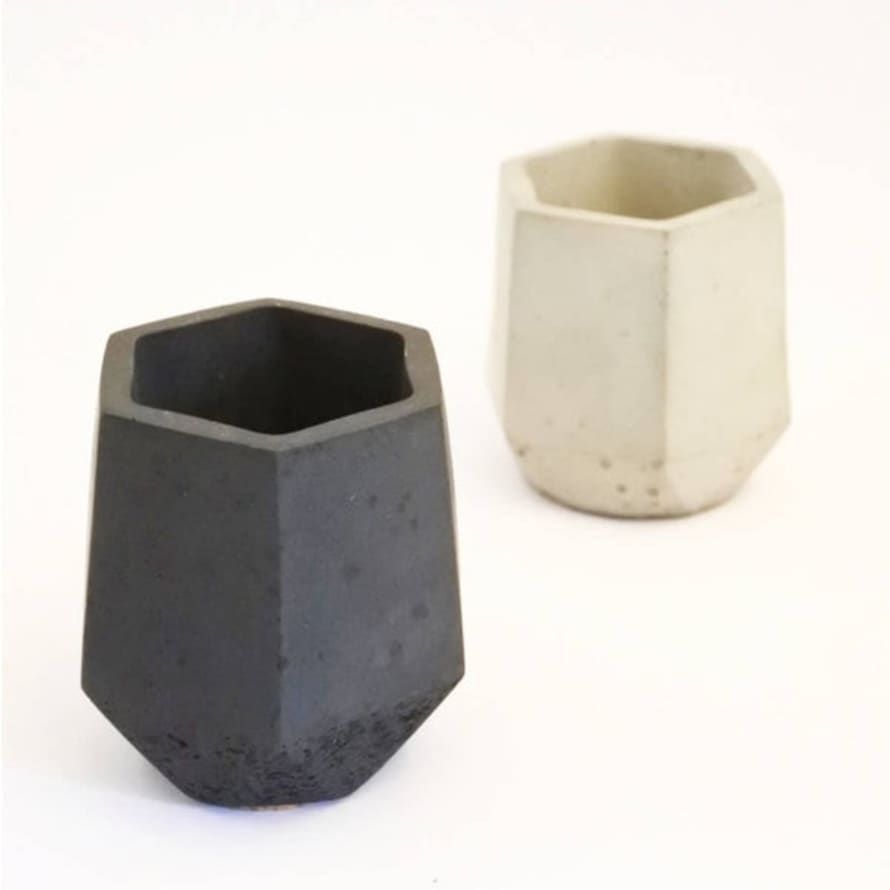 Fern Black Concrete Mini Hexagonal Vessel