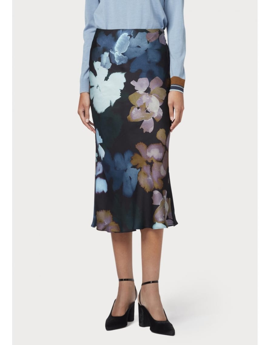 Paul Smith Natures Floral Slim Skirt Size: 14, Col: Navy