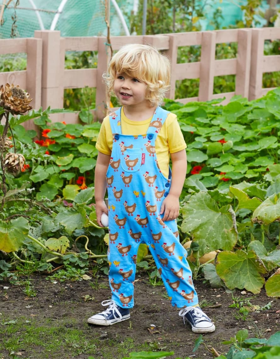 Toby Tiger Organic Chicken Print Dungarees