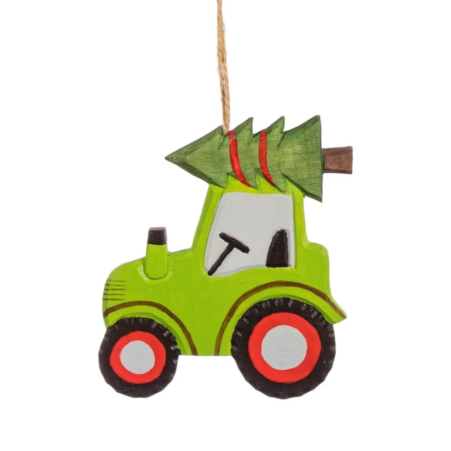 Sass & Belle  Green Tractor Wooden Decoration