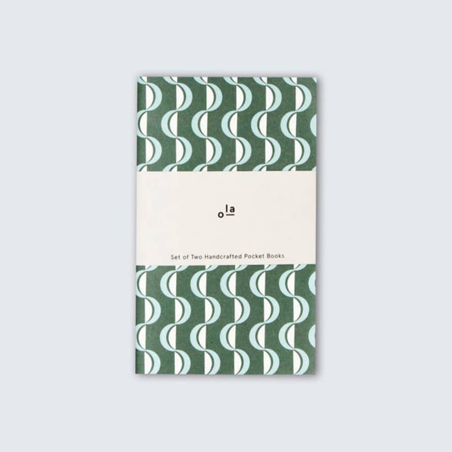 Ola Design Studio Set Of 2 Handcrafted Pocket Books - Wave & Tiny Stars Print