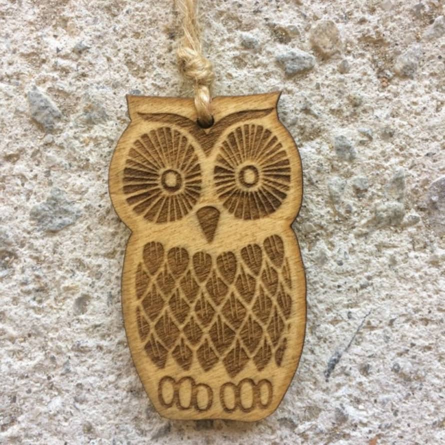 Cornish Whispers Wooden Owl Decoration