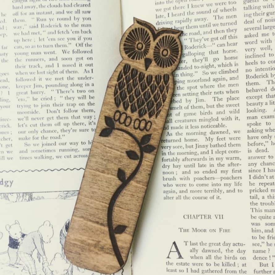 Cornish Whispers Wooden Owl Bookmark