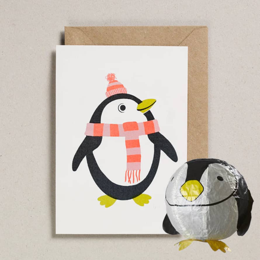 Petra Boase Japanese Paper Balloon Card - Penguin