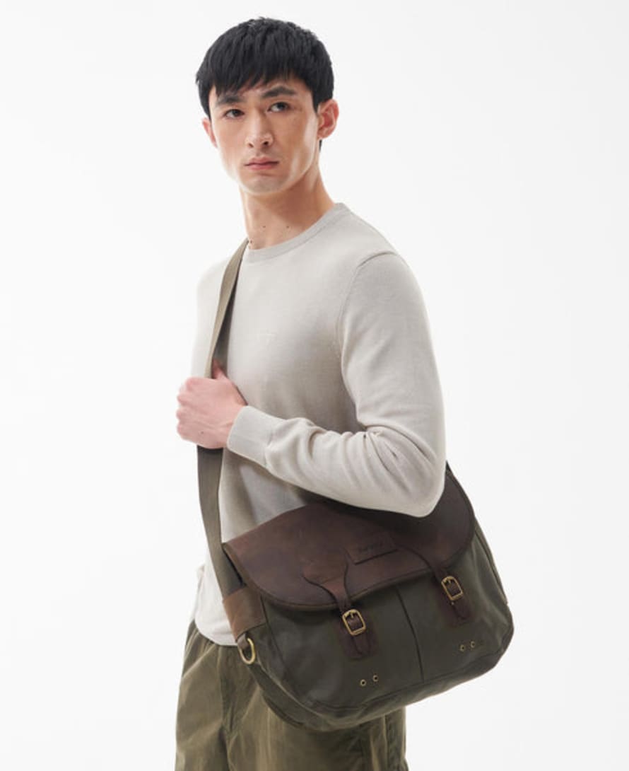 Barbour Olive Wax Leather Tarras Bag