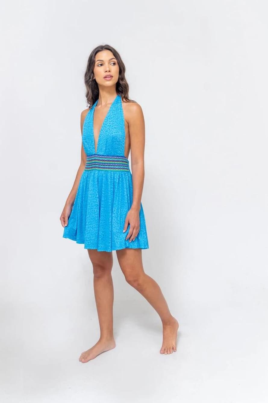 Pitusa Mini Halter Dress Blue