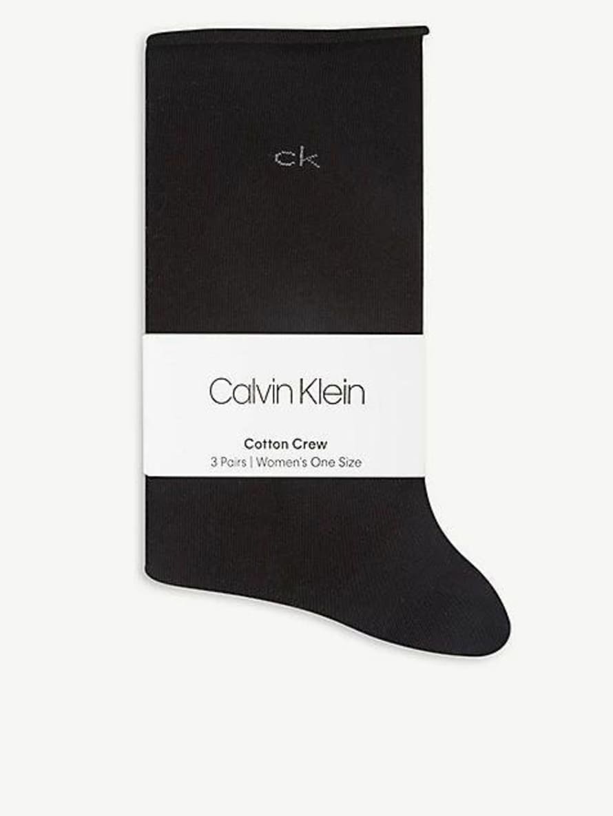 Calvin Klein 3 Pack Sneaker Sock In Black