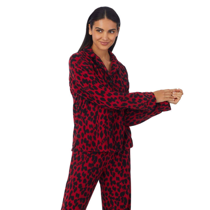DKNY Notch Collar Pyjama In Red Animal