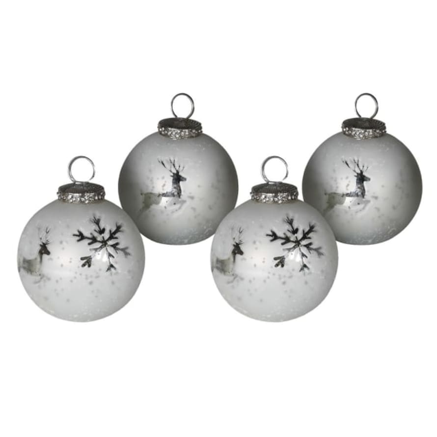 SET 4 SNOWFLAKE GLASS BAUBLE NAME CARDHOLDERS