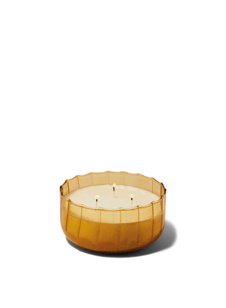 Paddywax Ripple Glass Candle 12oz In Golden Ember From Paddywax