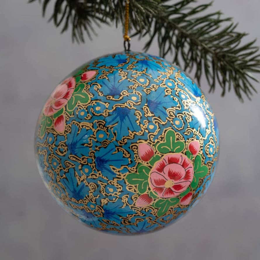 Bollywood Christmas 4" Spiegel Blue & Pink Bauble