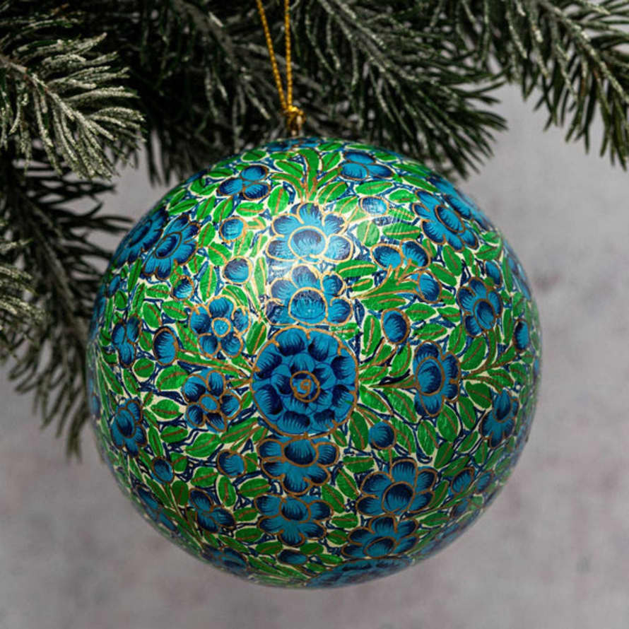 Bollywood Christmas 4" Turquoise & Green Bauble