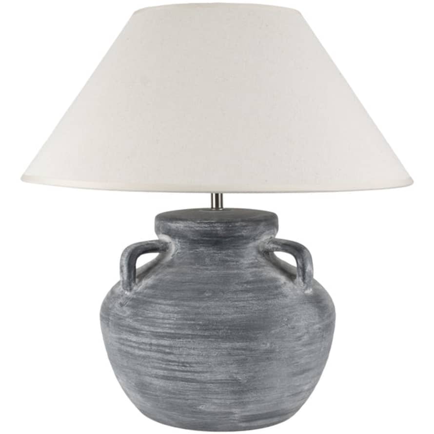 home Stoneware Lamp Amphora Soot with Cream Shade