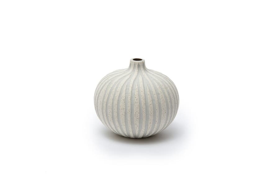 Lindform Medium Bari Sand White Stone Stripe Vase