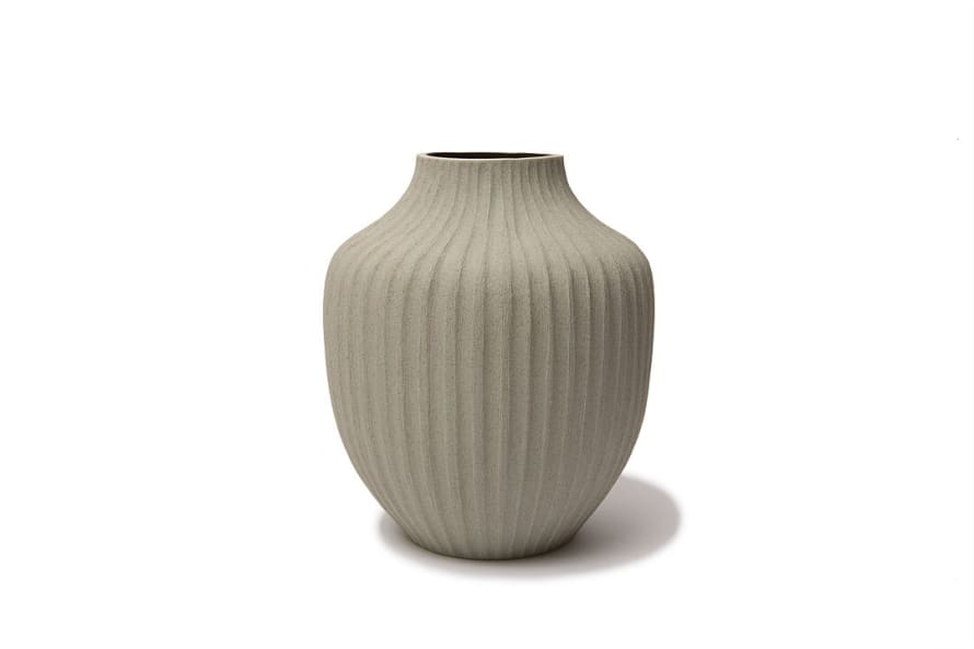 Lindform Sand Grey Deep Line Ceramic Kyoto Vase 