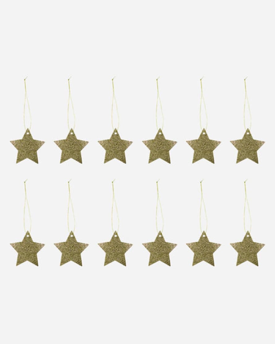 House Doctor Gold Glitter Star Gift Tags Pack Of 12