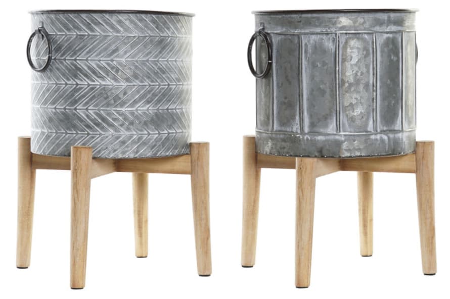 Joca Home Concept Metal Flower Pot with Wooden Legs 