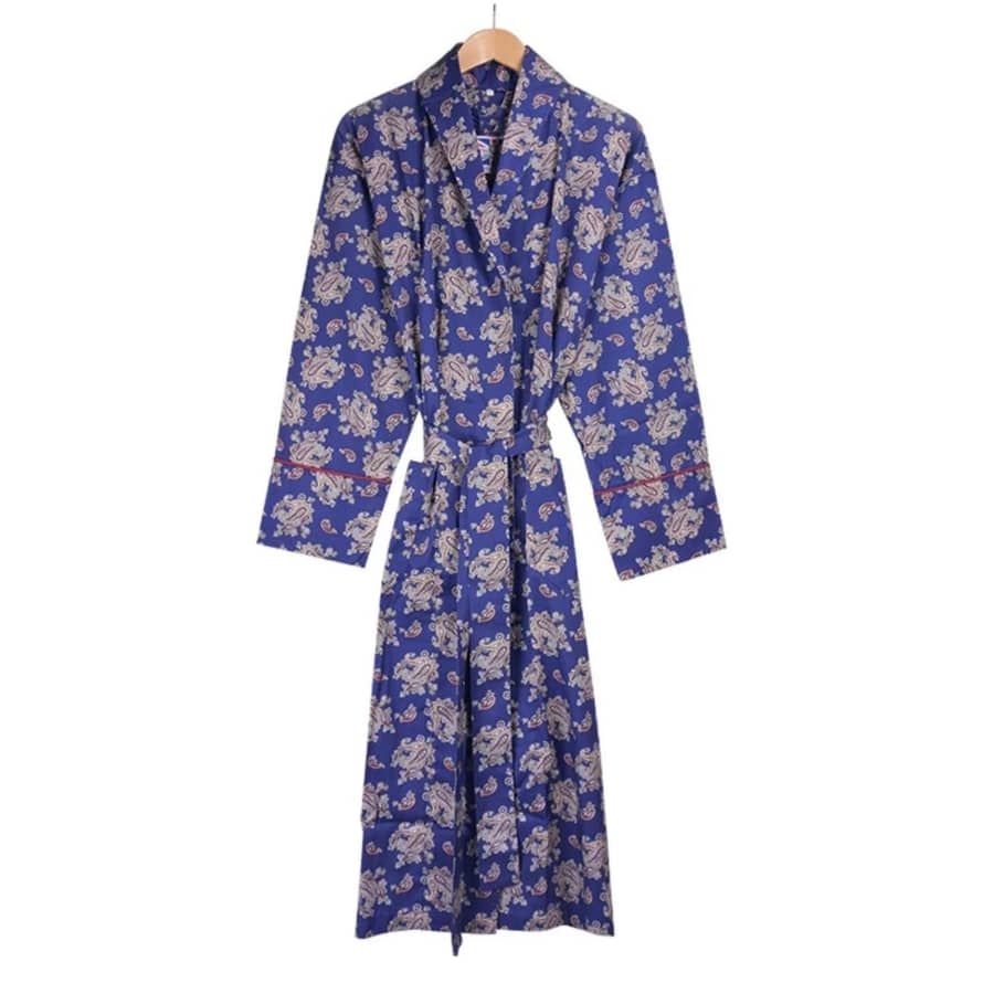 Bown of London Gatsby Paisley Dressing Gown - Navy