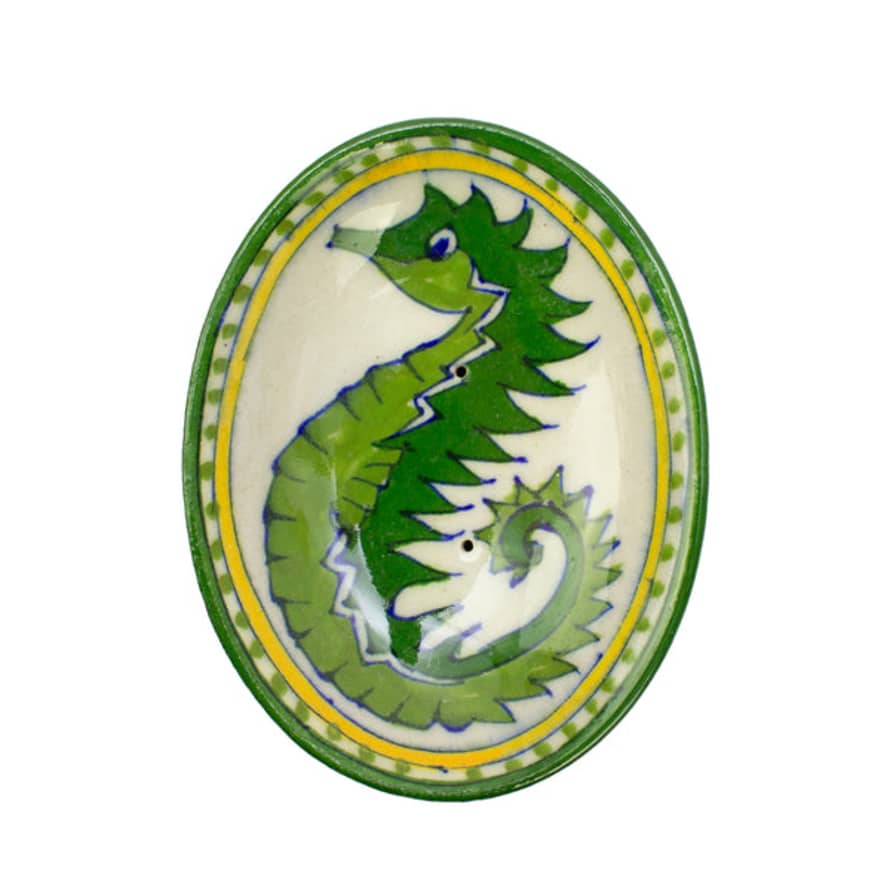 AARVEN Hand Painted Indian Soap Dish 'seahorse'