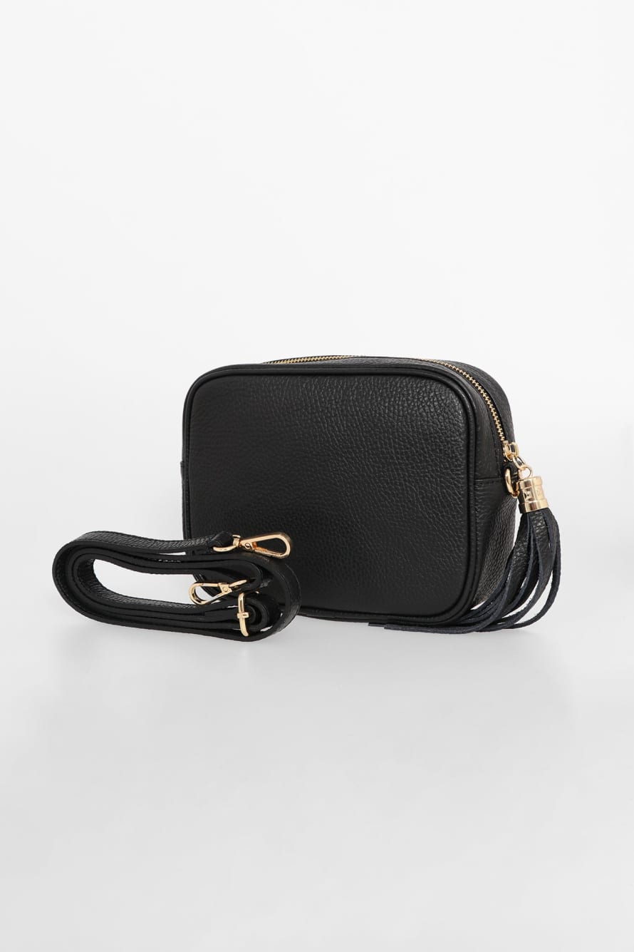 MSH Black Italian Leather Camera Bag
