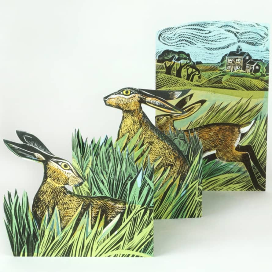 Art Angels Publishing Hares and Open Field - 3D Card