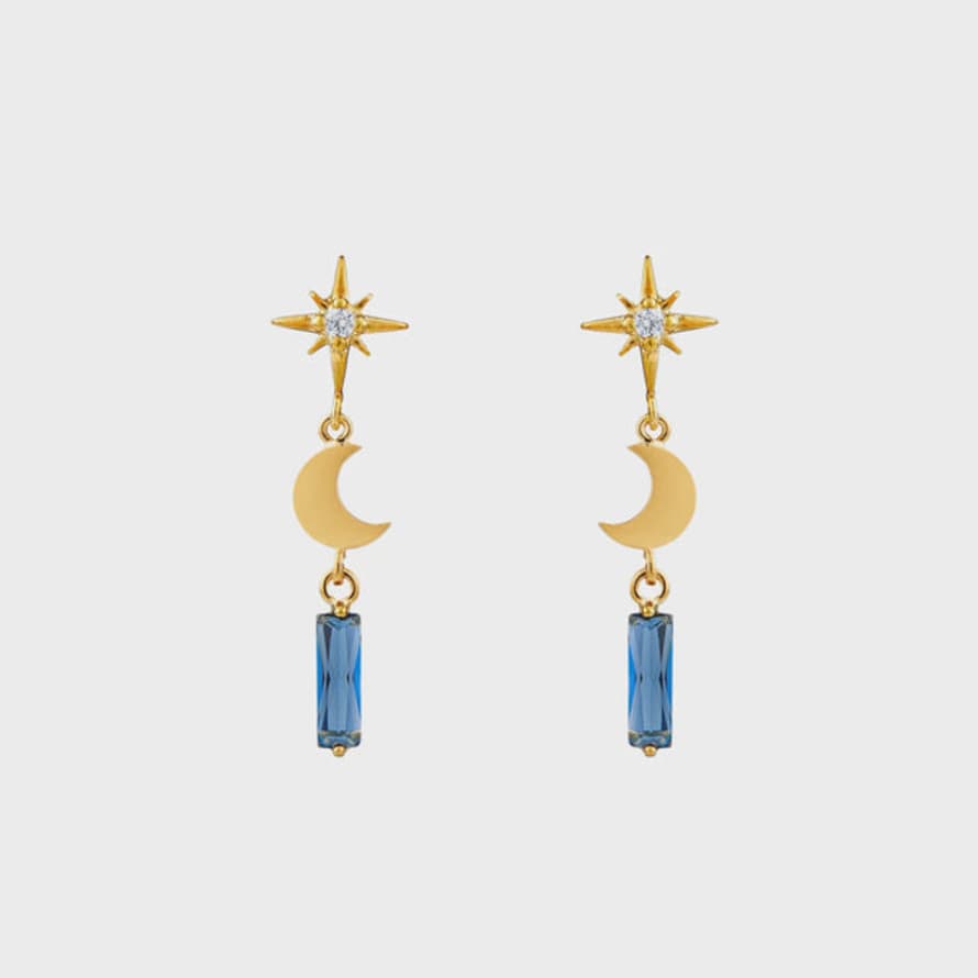 Orelia Starburst Moon & Baguette Drop Earrings
