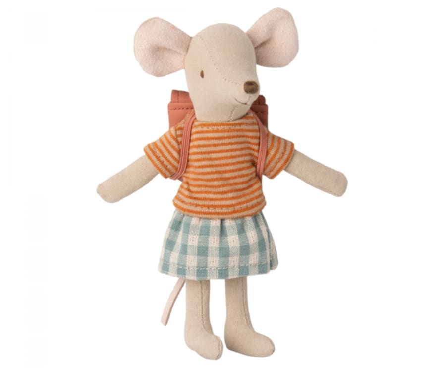 Maileg : Tricycle Mouse, Big Sister With Bag - Old Rose