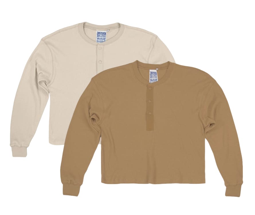 Jungmaven Jungmaven | Mesa Cropped Thermal Henley | Canvas Or Coyote