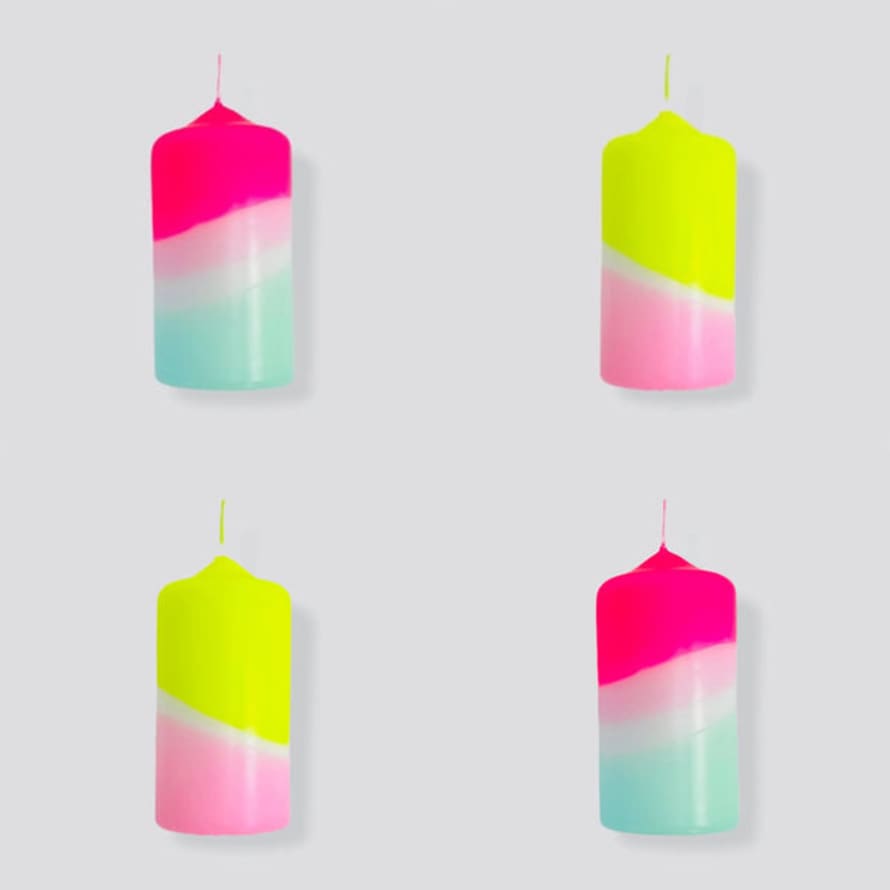 Pink Stories Neon Dipped Pillar Candle