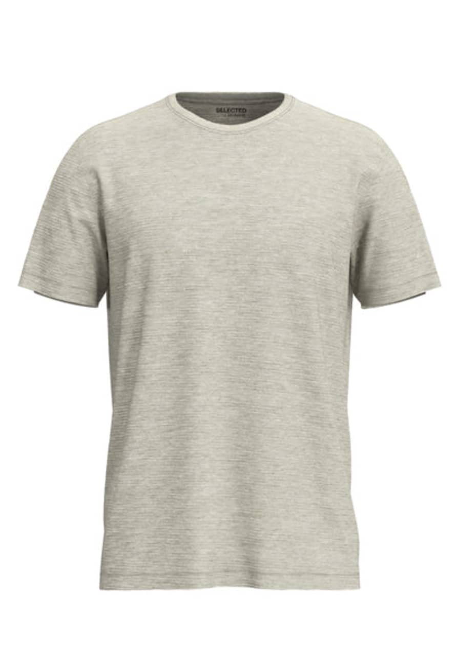 Selected Homme Slhaspen Vetiver Egret T-Shirt