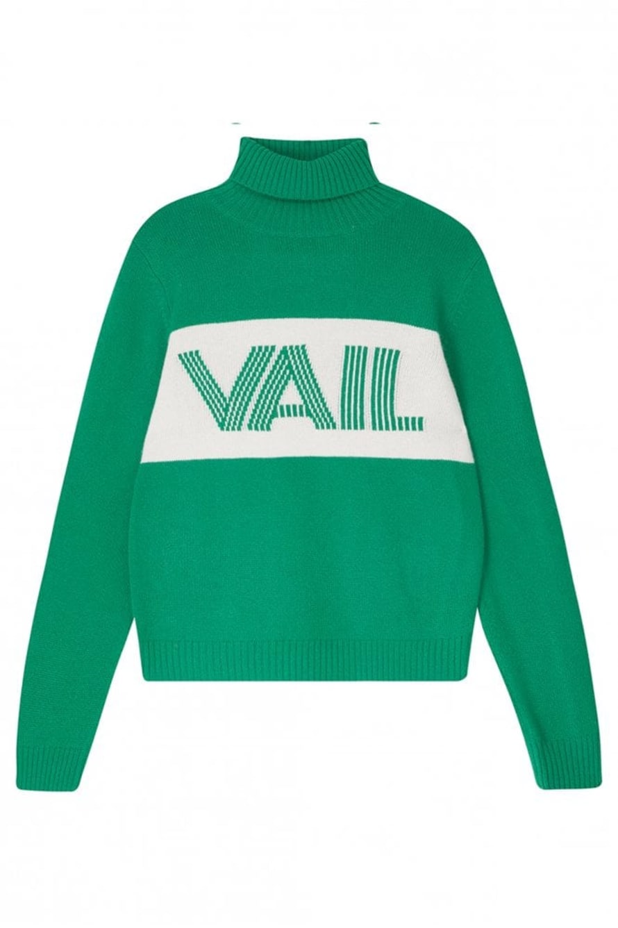 Jumper 1234 Vail Roll Collar In Green And Cream
