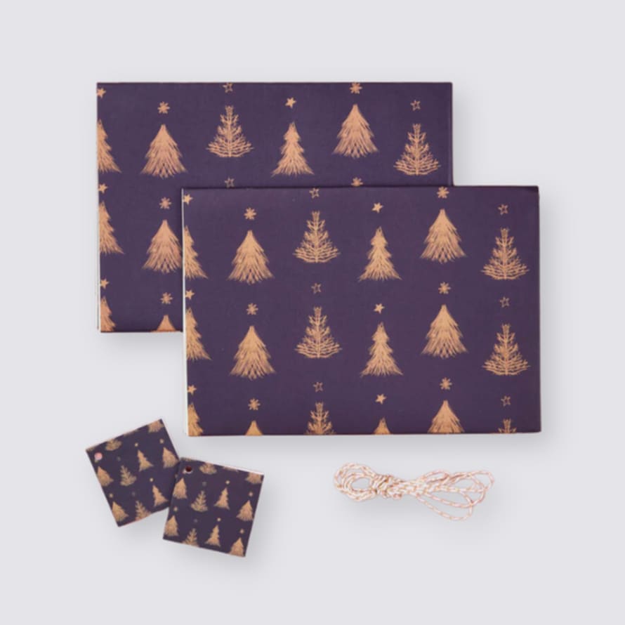 TYPE AND STORY. Gift Wrap Set / Purple Tree