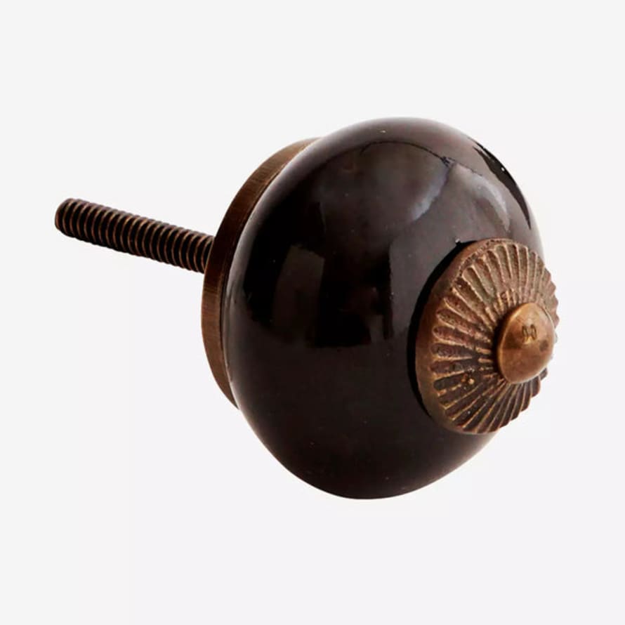 Madam Stoltz Stoneware Doorknob - Black