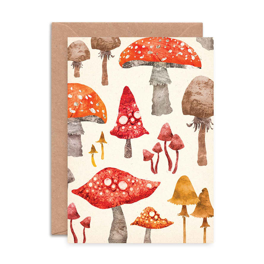 Emily Nash Illustration Toadstool Pattern Greeting Card